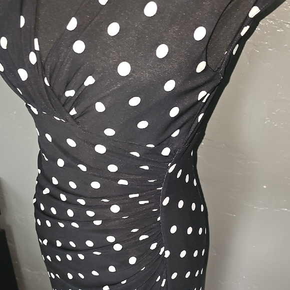 Lauren Ralph Lauren Black and White Ruched Wrap Dress - Picture 4 of 5